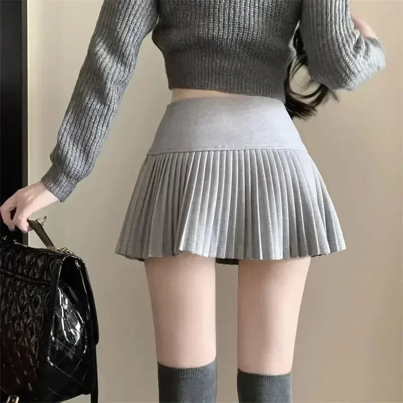 Woolen High Waist Mini Skirt