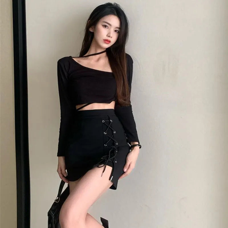 High Waist Black Mini Skirts