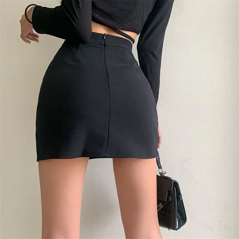 High Waist Black Mini Skirts